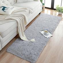1 buah Karpet Mewah Abu-abu Berbulu Lembut - Alas Poliester Mewah Lembut, Nyaman & Lembut, Dapat Dicuci dengan Mesin, Cocok untuk Kamar Tidur dan Ruang Tamu, Karpet Kamar Tidur Elegan - Grey - View 3