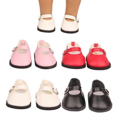 MSYO 1 Pair 18 Inch Reborn Baby Doll Shoes, Doll Buckle Leather Shoes, Flats, Casual Shoes, Suitable For Doll Dresses, Fashionable And Cute Doll Shoes, Children's Toy Doll Accessories, Holiday Party, Birthday Gift