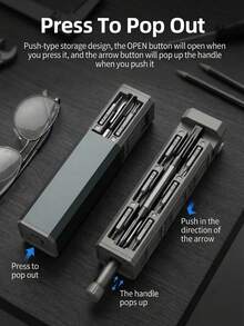 44-In-1 Precision Screwdriver Set, Magnetic Mini Screwdriver Set, Premium Boxed Portable Repair Tool Kit, Suitable For Electronics, Phones, Laptops, Desktops, Watches, Glasses And DIY - Grey - View 3