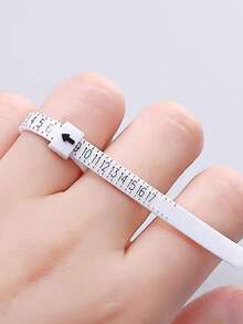 2pcs/Set Plastic Ring Measuring Ruler, Modern Ring Size Measuring Home Tape Measure - White - View 3