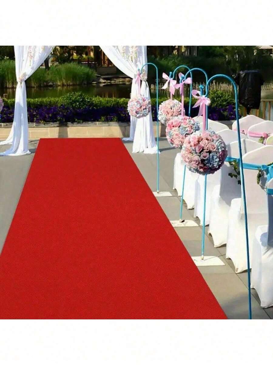 1件红色浪漫一次性婚礼地毯，适用于各种庆祝活动、派对仪式，防滑地毯，可用于婚礼通道、电影节、派对、颁奖典礼装饰，厚度1毫米。 - 紅色 - 查看 1
