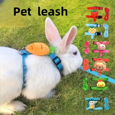 Adjustable Rabbit Harness Set - Cartoon Design & Fashionable For Outdoor Fun, Comfortable Cartoon Cat Harness Set: Breathable Cat/Small Pet Leash