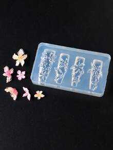 1 pieza Molde de silicona para uñas con diseño de flor de lirio de primavera, decoración de arte de uñas, plantilla DIY para flor de hielo de diseño de primavera y verano, stencils transparentes para manicura - transparente - Ver 5