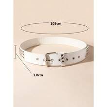 Street 1PC Stylish Punk Style Rivet Decor Versatile Jeans Belt Dress Belt Halloween Summer, School Fall, Autumn, Halloween - màu đen - Xem 7