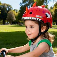 Casco de bicicleta para niños pequeños, ajustable y multideportes, 3 tamaños para edades de 1-2-3-5-8-14 años, niños y niñas - Dinosaurio rojo - Ver 7