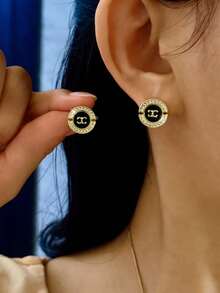 一对欧美经典百搭时尚新年新款微镶奢华凯旋门个性化耳环，时尚优雅小巧名媛风耳环，优雅耳环 - 彩色 - 查看 8