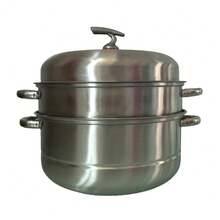 1个不锈钢蒸锅，多功能蒸锅带盖，适用于电磁炉、燃气灶和电炉，厨房用具，厨房工具，厨房配件，家用厨房用品 - 銀色 - 查看 1
