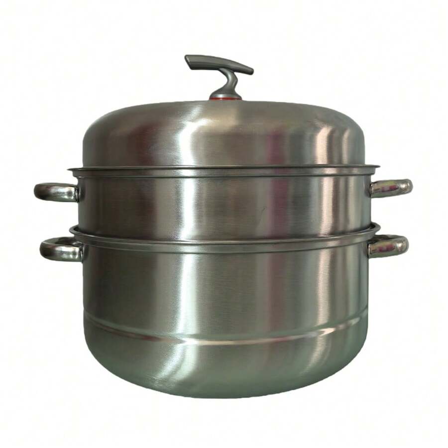 1个不锈钢蒸锅，多功能蒸锅带盖，适用于电磁炉、燃气灶和电炉，厨房用具，厨房工具，厨房配件，家用厨房用品 - 銀色 - 查看 1