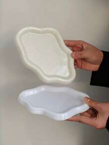 1个云朵造型甜点盘、蛋糕盘、咖啡桌小吃盘、家用厨房餐厅陶瓷云朵盘 - 彩色 - 查看 6