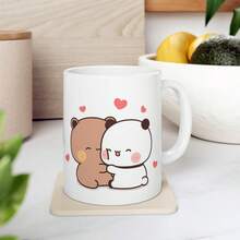 11oz Ceramic Mug With Cute Hugging Bears Design - Adorable Bear Hug Coffee Cup With Heart Shape - Cute Panda And Pet Design - Fun Gift For Boyfriend, Girlfriend Or Best Friend - Dishwasher And Microwave - Multicolor - View 13