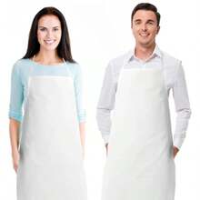 White Aprons - Commercial Chef Bib Apron For Kitchen And Restaurant Cooking Without Pockets Unisex Women And Men Adult - 2 Pack - Bộ 2 màu trắng - Xem 7