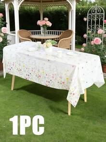 1pc 137*274CM/54*108IN Disposable Party Tablecloth, Minimalist Wild Flowers Pattern, Suitable For Various Themed Parties And Daily Use - Multicolor - View 5