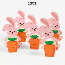 10个/20个/30个装复活节可爱兔子胡萝卜纸饼干糖果盒礼品包装盒儿童生日复活节派对礼物 - 彩色 - 查看 9