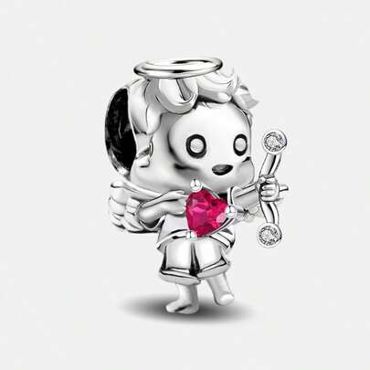 1pc 925 Sterling Silver Cupid's Bow Charm, Suitable For Women Bracelet, Bangle DIY Jewelry Making And Daily Decoration