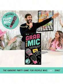 Grab Mic Game, Family Party Karaoke Game, 2-10 Players- Board Game Bad Singers With 250 Lyrics (125 Cards) Hilarious Game Nights& Birthday Party- Makes A Great Music Lovers, Karaoke Or Singing- Adult Great Date Nights - micro - Xem 7