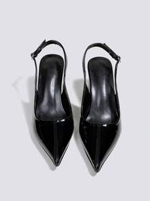 女士黑色高跟露趾鞋、派对高跟鞋、婚鞋、玛丽珍鞋、正式礼服鞋、尖头高跟凉鞋 - 黑色 - 查看 2