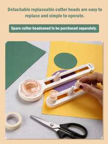 1pc 360 Degree Rotary Circle Cutter - Precision Round Cutting Tool - DIY Plastic Circle Cutter With Rotating Handle, White & Blue Color, Accurately Cut Circles, Ideal For Crafting And Office Use, Office Supplies - White - View 3