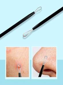 1pc Stainless Steel Blackhead Remover Tool, Acne Pimple Extractor, Facial Pore Cleaner, Suitable For Salon, Home And Travel, Unisex - Black - View 4