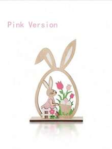 2件创意木制镂空兔子装饰品，人造木制复活节装饰品，粉色和蓝色，DIY木制复活节彩蛋切片装饰品，通用节日装饰，无需用电，适合无羽毛装饰品。 - 彩色 - 查看 9