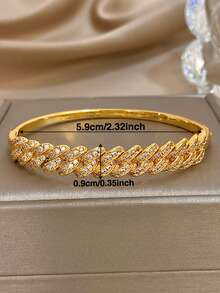 18 Karat vergoldetes luxuriöses elegantes Zirkonia Armband und Ring Set, Vintage Schmuck für Frauen, geeignet für Valentinstag, Party, Abend, Alltag, Neujahr, Hochzeit, Strand, Weihnachten, Jahrestag, Muttertag, Boho-Stil Brautjungferngeschenk - Verschiedenfarbig - Übersicht 5