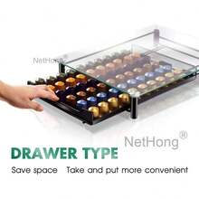 Capsule Coffee Pod Storage Rack Shelf Crystal Tempered Glass Capsules Originaline Drawer Organizer Holder Shelves - Black - View 2