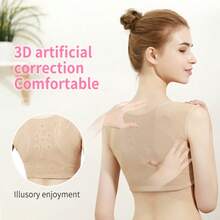 1pc Women Posture Corrector Bra, Lightweight Invisible Posture Strap To Improve Slouching, Lift Bust, Reduce Side Bulge, Open Shoulder, Breathable - Apricot - View 3