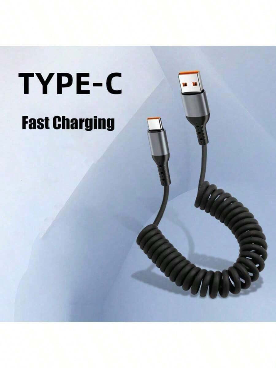 1pc Retractable Spring Data Cable, High-Speed Charging & Data Transfer Cable Compatible With IPhone 17 Pro Max/17 Pro/17/Air/16/15, S25/S24/S23/S22/S21 Ultra Plus, , Series