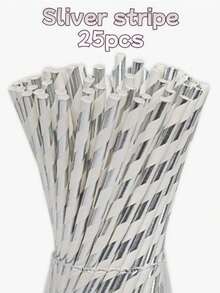 银白色纸吸管，适用于婚礼、派对、酒吧、海滩及其他场合 - 彩色 - 查看 10