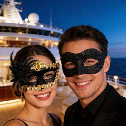 Mặt nạ dạ hội hóa trang, mặt nạ nửa mặt kiểu Venice, bộ mặt nạ hóa trang Giáng sinh Halloween, mặt nạ cao cấp lãng mạn cho cặp đôi trong lễ hội Carnival.