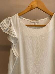 Women's Basic Blouse With Layered Sleeves - Blanco - Ver 2