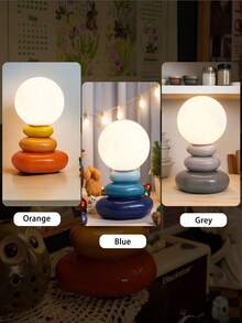 1个陶瓷叠石灯，USB供电，内置LED灯带，带三色调光按钮，可拆卸月牙形灯罩。适用于咖啡馆、餐厅、酒店床头柜和卧室装饰，是营造万圣节和圣诞节氛围的理想之选，也是馈赠朋友/情侣的绝佳礼物。 - 彩色 - 查看 13