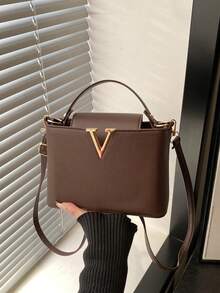 韩式极简优雅手提包，欧美新款时尚V字单肩水桶包 - 彩色 - 查看 1