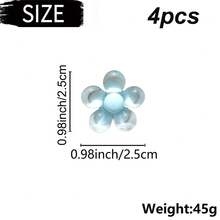 4个透明甜美五瓣花汽车出风口香氛夹，可爱花卉汽车内饰香氛扩散器装饰夹 - 果凍花朵 - 查看 2