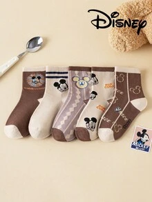 Disney 5/1 Pair Authentic Children's Socks, Maillard Color Series , New Year Gift Socks, Cartoon Animation Socks For Girls And Boys, Creative & Interesting Socks, Children's House Socks, Spring & Autumn - Multicolor - View 8