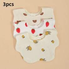 2件/3件套 6层纱布婴儿围兜，可爱卡通口水巾，吸水性强，防吐奶婴儿拍嗝巾 - 彩色 - 查看 9