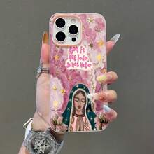Funda para teléfono con diseño de fe y estrellas. Compatible con fundas ,  17,  16 Pro Max,  15 Pro Max,  13 y  12. Resistente al agua, a los golpes y a las caídas. Un regalo ideal para familiares, amigos, pareja, novios/novias y para San Valentín. - Rosa - Ver 1