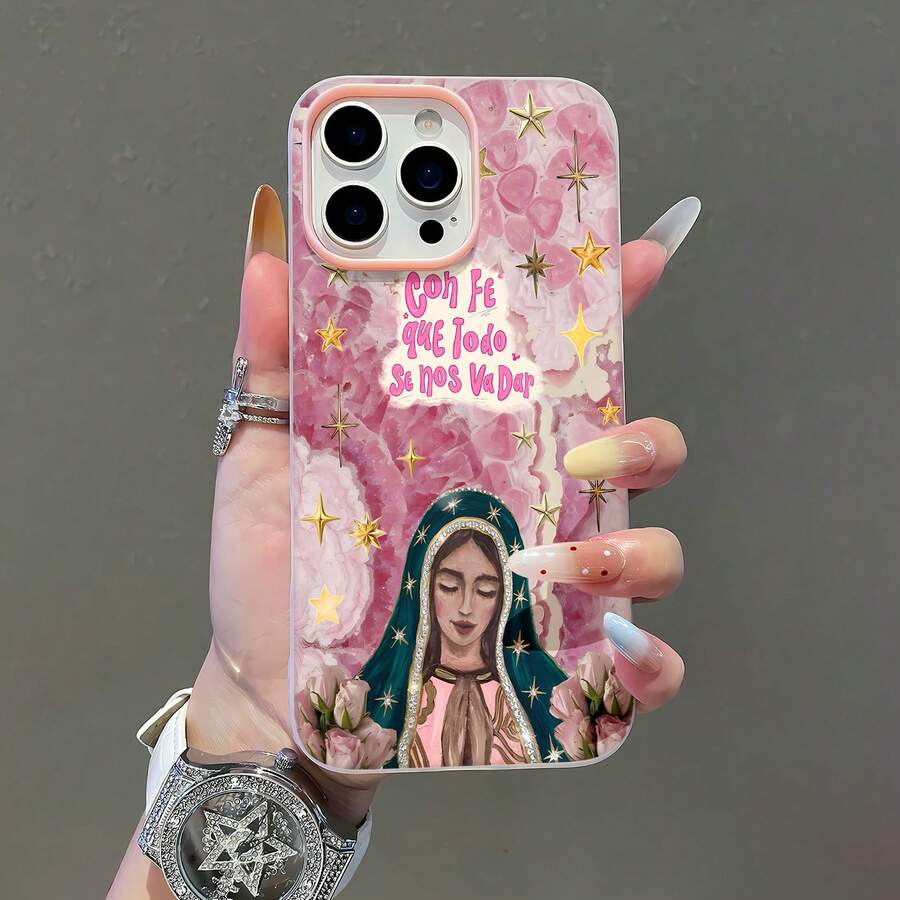 Funda para teléfono con diseño de fe y estrellas. Compatible con fundas , 17, 16 Pro Max, 15 Pro Max, 13 y 12. Resistente al agua, a los golpes y a las caídas. Un regalo ideal para familiares, amigos, pareja, novios/novias y para San Valentín. - Rosa - Ver 1