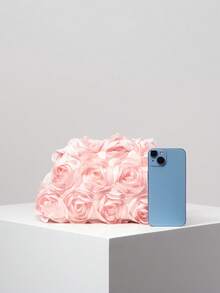 Túi cầm tay họa tiết hoa, phụ kiện váy dự tiệc, túi xách dạ hội, đồ dùng cưới, quà tặng cho nữ, quà tặng ngày Valentine (họa tiết ngẫu nhiên) - Hồng - Xem 3