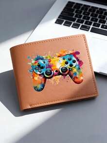 1pc Men's Game Controller Printed Wallet, Multi-Card Slots Fashion Billfold, Suitable For Valentine's Day, Father's Day Gift - Multicolor - View 4