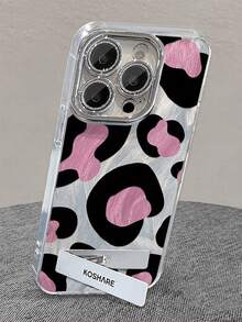 1pc Electroplated Glitter Full Coverage Phone Case With 3D Metal Stand, Niche Sweet Leopard Print, Suitable For IPhone 11/12/13/14/15/16/17/Pro Max