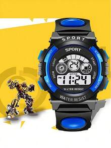1件装防震多色圆形青少年手表，带闹钟、日期、计时、夜光、多功能电子表功能，适合作为青少年节日、生日、毕业典礼、圣诞节和其他节日的礼物。 - 彩色 - 查看 15