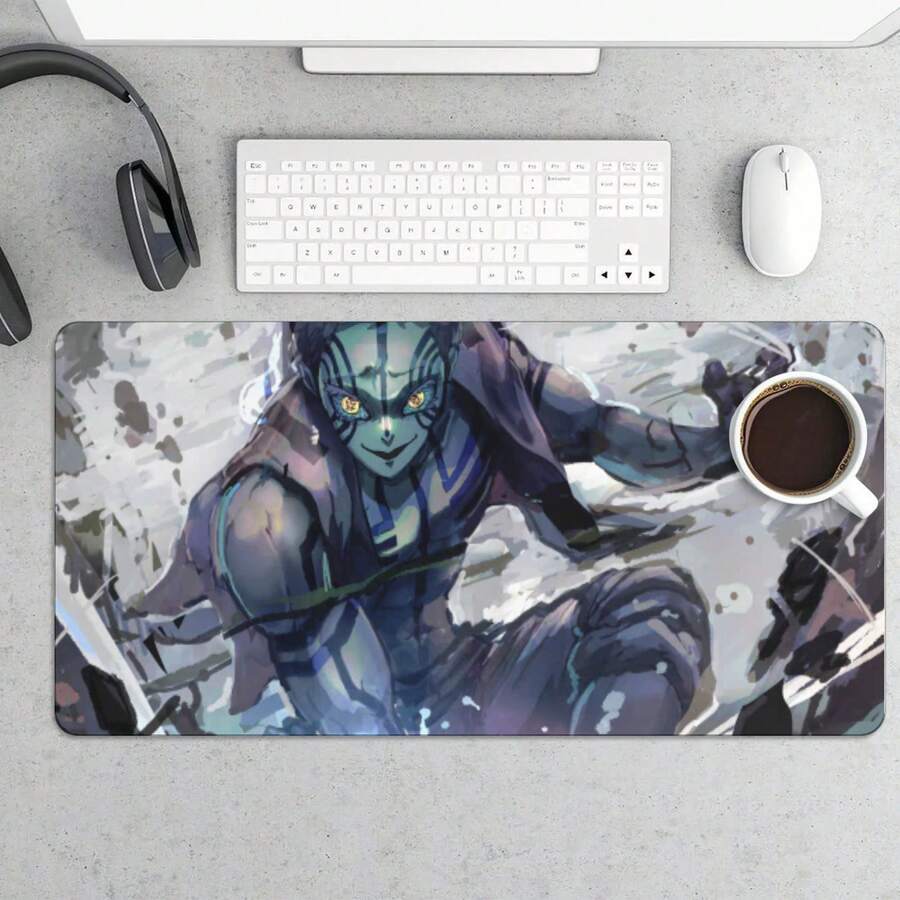 Akaza From The Anime   Kimetsu No Yaiba In An Intense Battle Stance With Dynamic Energy EffectsExtra-Large Surface, Pixel-Precise Tracking, Anti-Fray Stitched Edges, Non-Slip Base - Màu trắng (Cao su) - Xem 1