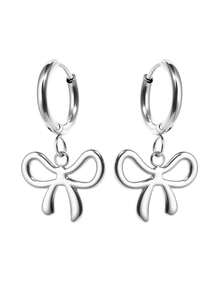 2 件欧美风时尚简约不锈钢蝴蝶结吊坠耳环，蝴蝶图案造型，细节精致，适合女孩日常佩戴、参加派对、作为生日礼物。 - 耳環 - 查看 6