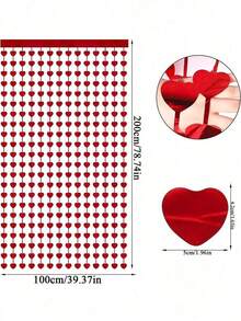 1pcs Heart Shaped Foil Fringe Curtain, Red Heart Foil Fringe Backdrop For Valentine's Day Party Decoration, Foil Fringe Curtain Photo Backdrop, Heart Shaped Tinsel Curtain, Party Decoration Background, Suitable For Singles Party, Bridal Shower, Wedding, Engagement, Valentine's Day Party, New Year, Birthday, Christmas Decoration, Graduation Ceremony, Retirement Party, Wedding Decor - 彩色 - 查看 10