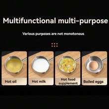 1pc Mini Butter Heating Pot, Milk Pot With Long Handled Flat Bottomed Pan, Butter Melting Pot, Used For Chocolate, Candy, Coffee And Tea Soup, 300ML, Silver - Multicolor - View 2