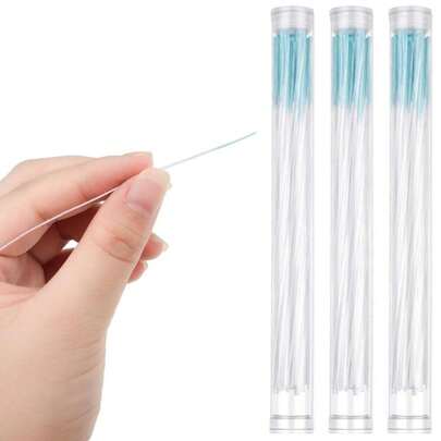Maitys 180 Pcs Earrings Hole Cleaner, Piercing Cleaner Floss, Rose Fragrance Odor Removal Ear Care, Piercing Floss Disposable Aftercare Cleaning Tool(Blue)