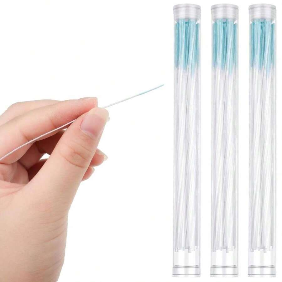 Maitys 180 Pcs Earrings Hole Cleaner, Piercing Cleaner Floss, Rose Fragrance Odor Removal Ear Care, Piercing Floss Disposable Aftercare Cleaning Tool(Blue) - ColorA - 查看 1
