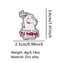 1枚“因为我是你妈，就这么定了”极简卡通人物珐琅胸针 - 独特的背包和衣服别针 - 白色 - 查看 8