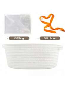 This Is A Hand-Woven Gift Basket And Storage Basket Made Of Rope, Very Suitable For Storing Snacks, Toys, Gifts, Cosmetics, Toiletries, Etc. This Is A Multi-Functional Oval-Shaped Storage Basket, Very Suitable As A Holiday Gift, For Daily Home Use, And For Storing Gifts. - Ribbon Gift Basket - View 4