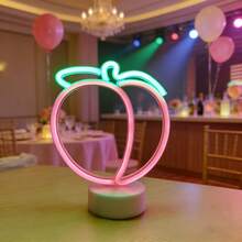 1 buc Lampă decorativă de birou cu lumină neon piersică cu bază LED, lumină romantică alimentată cu baterie/USB, cadou de ziua de naștere, decor pentru casă, temă de nuntă, dormitor, sufragerie - Neon de bază piersic - Vizualizare 13